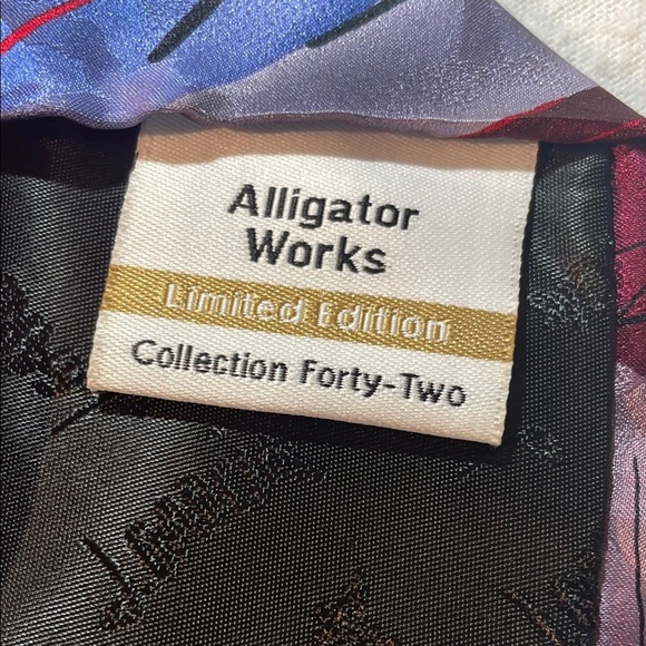 J. Garcia Limited Edition Alligator Works 42 Red Abstract Silk Tie - Picture 5 of 8